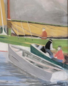 Navi all'ancora. Pastello su carta. 53,5 cm x 68 cm.