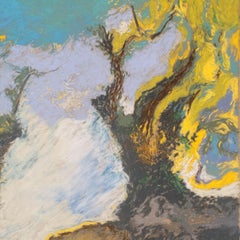 Olive Trees in Mid-summer Provence. Pastel on Paper.