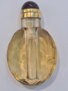 Gold, Faceted Quartz & Cabochon Carnelian, Antique French Scent or Snuff Bottle