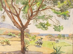 Mid-Century Orientalist Watercolor Painting. Signed & Framed.