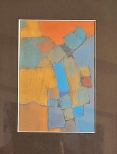 Abstract Colorfield Pastel and Acrylic on Paper, Framed, Signed, 2010+