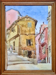 Vieux Nice, Rue de la Providence, Watercolour on Paper, Signed, 41x32 cm