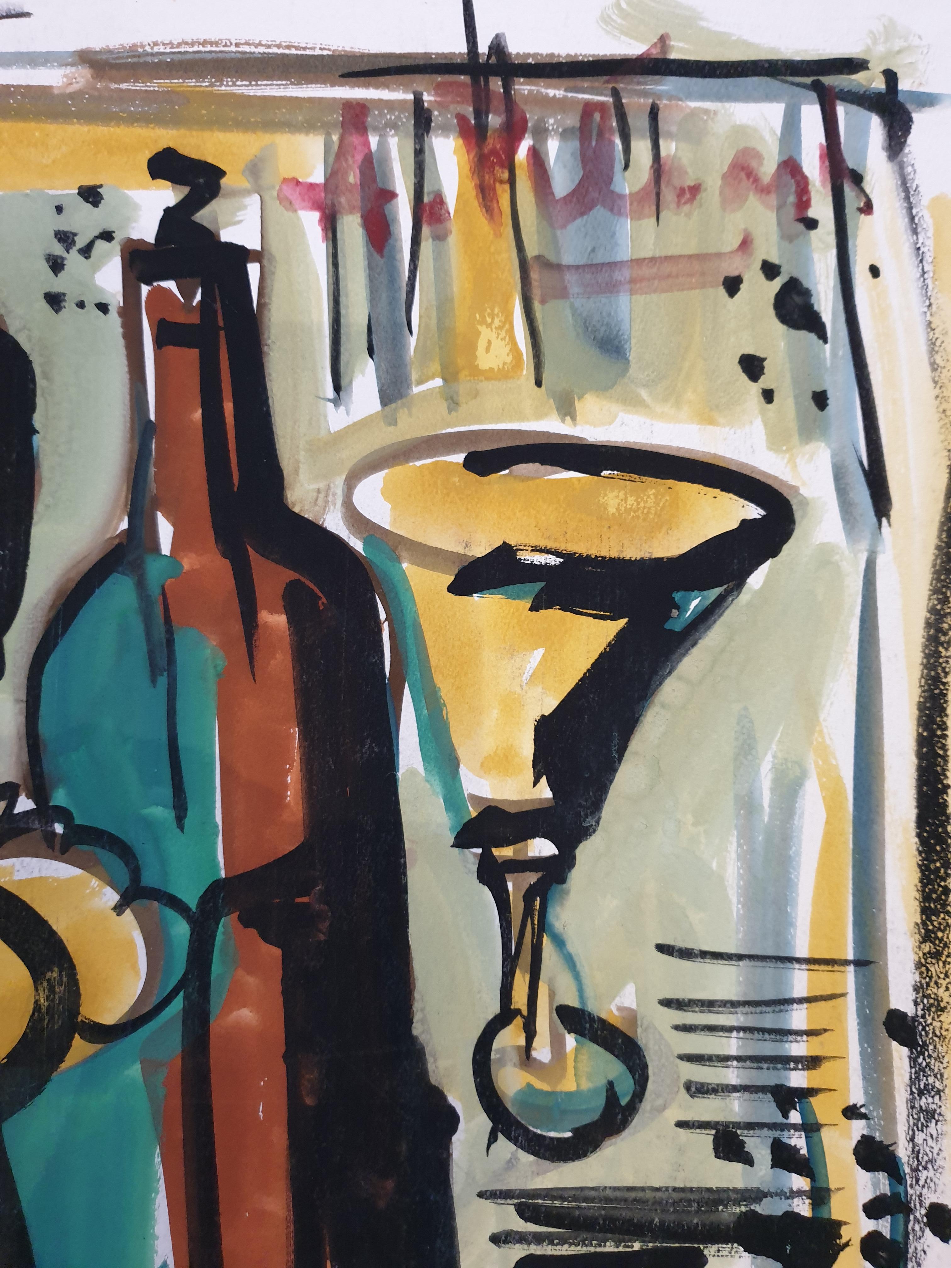 Still Life, Tablescape - Expressionist Painting by André Pierard