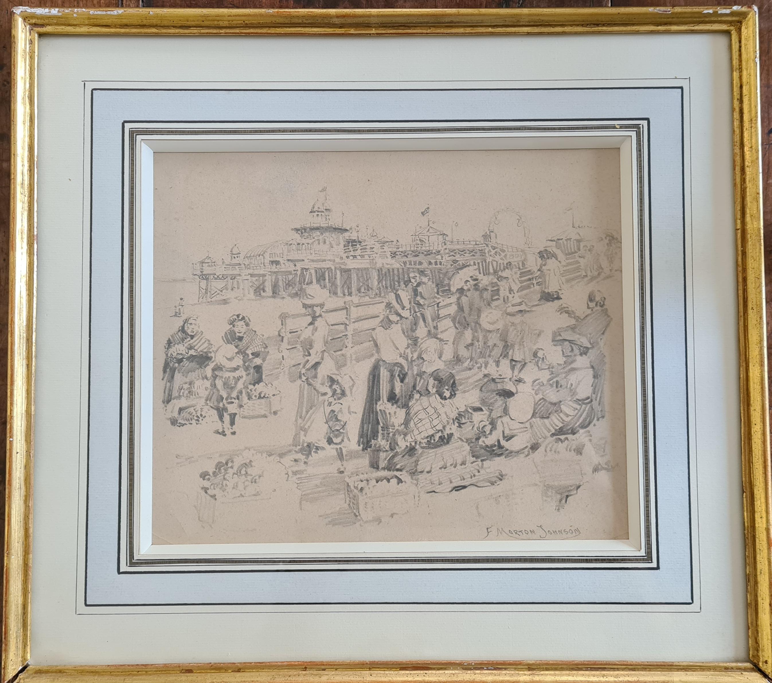 Belle Epoque Summer Day, Beach Scene, Brighton - Art by Francis Morton Johnson