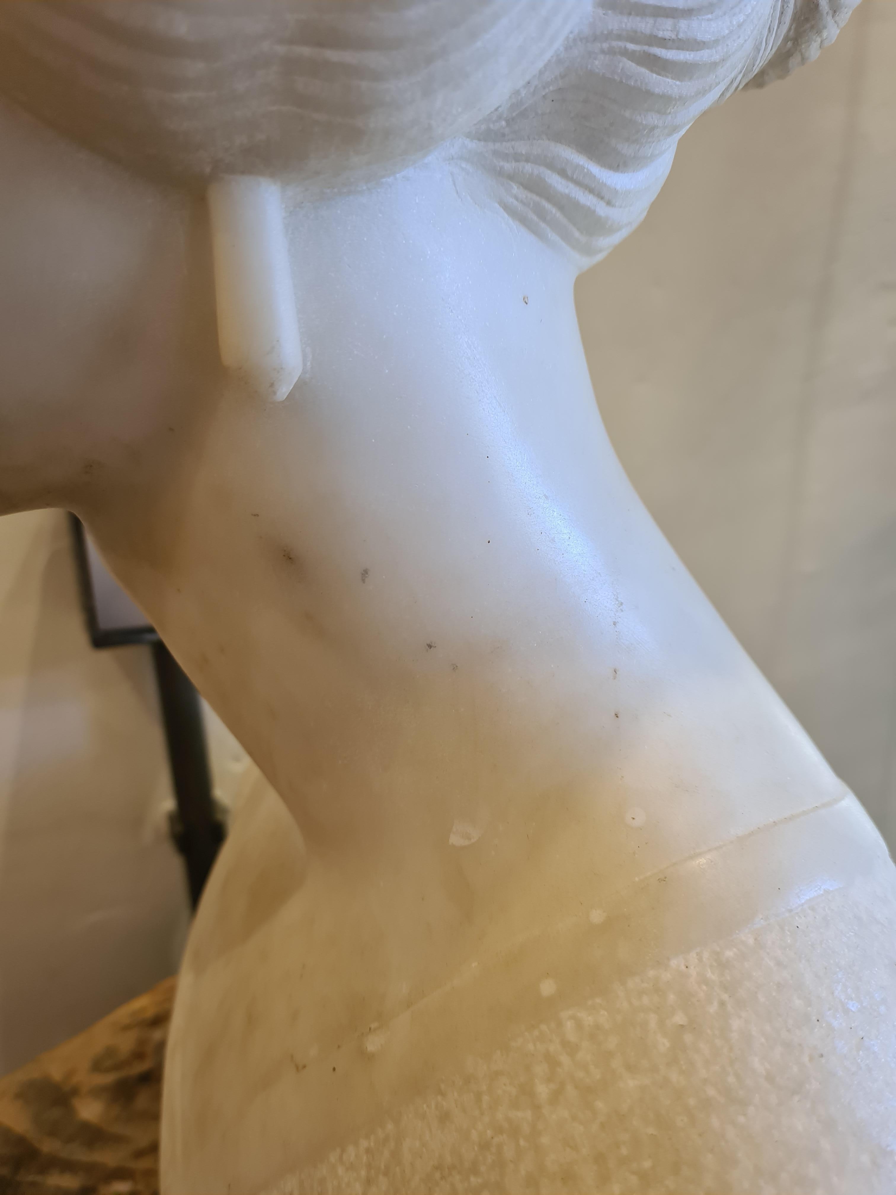 Art Déco Period Large Carrara Marble Sculpture Bust. For Sale 7