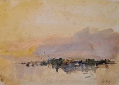 Antique Tribute to Turner, Impressionist view of Lake Lucerne, Switzerland.