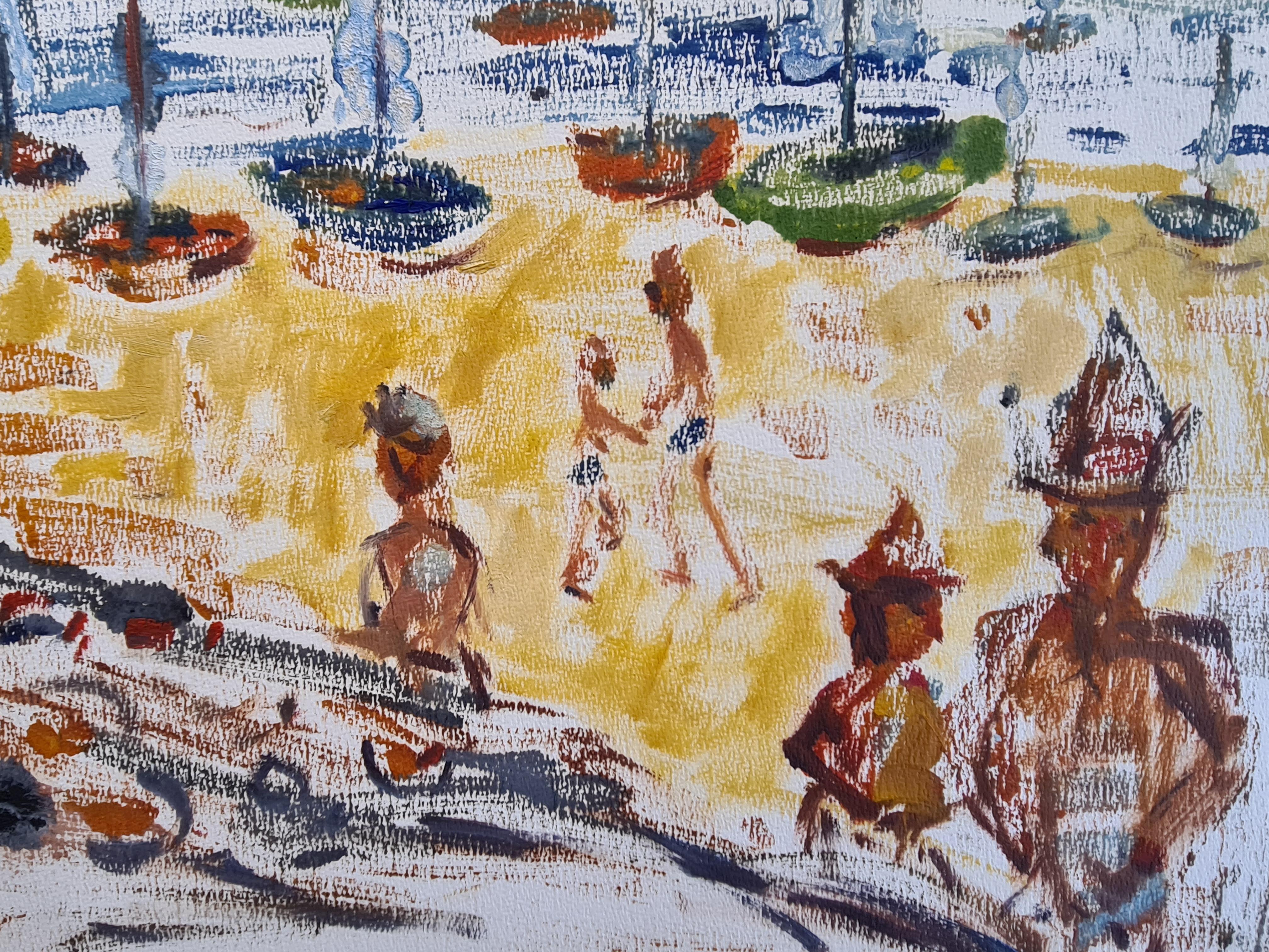 Sailing, Day at the Beach - Expressionist Art by André Pierard