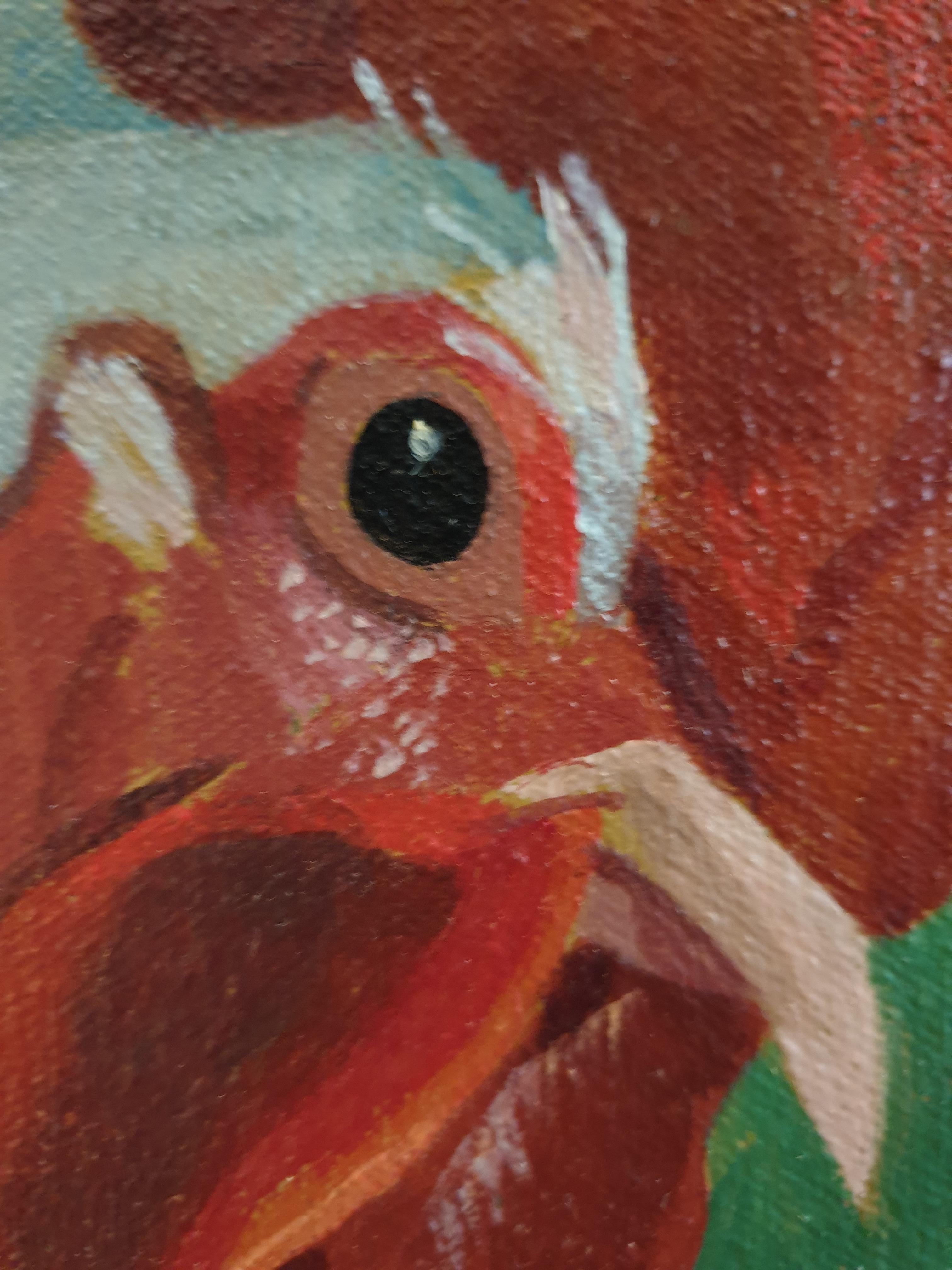 Hello Hen! Großes surrealistisches Contemporary Öl auf Leinwand. im Angebot 11