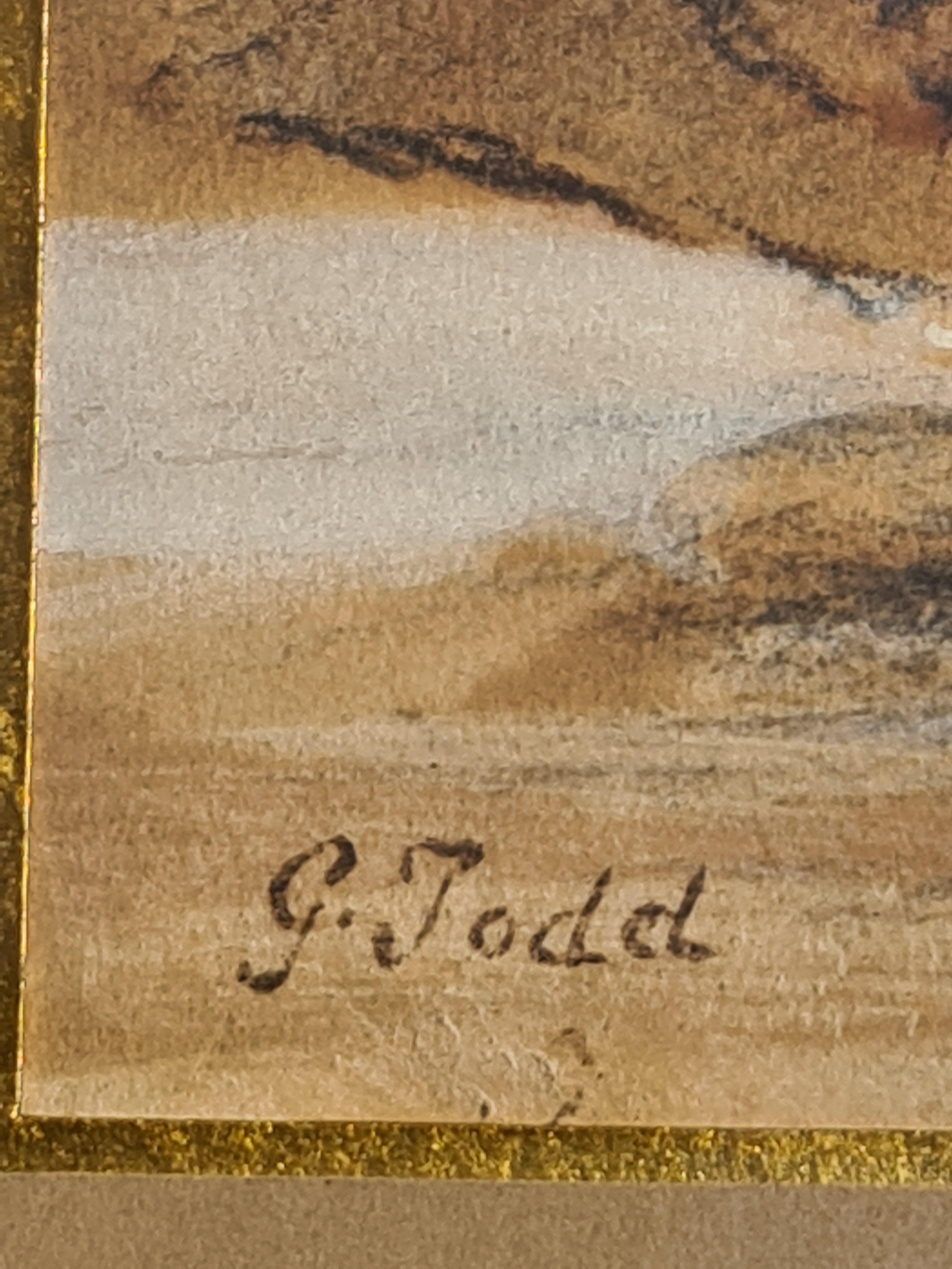 Attraversare l'acqua. Pittura realista della metà del XIX secolo. Scuola di Ecouen. - Painting di John George Todd