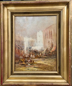 The Market, Constantinople. Mid 19th Century Oriental Realist Oil.
