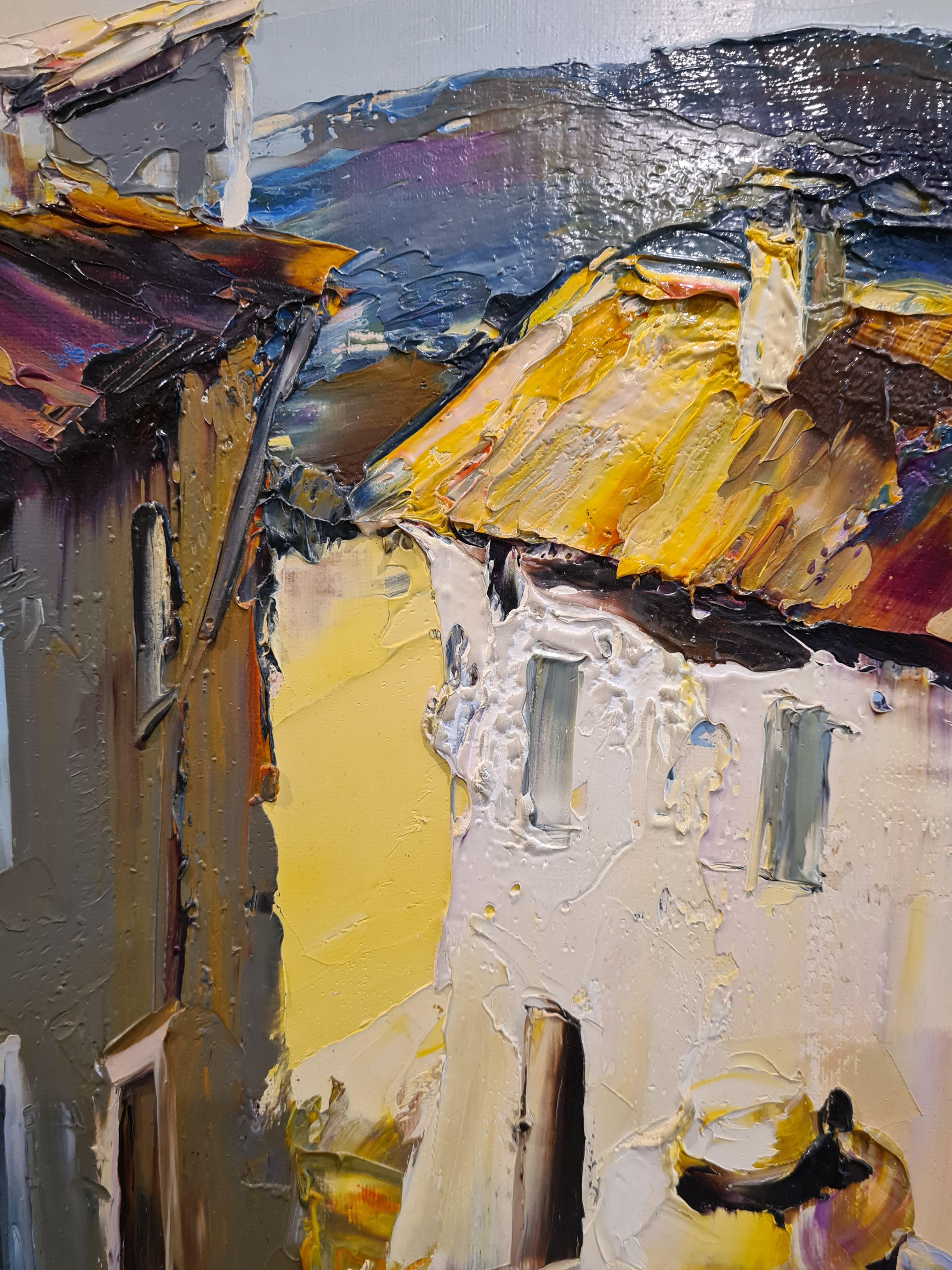 La Chevrière (the goatherder) Palette Knife Oil on Canvas. - Realist Painting by Christian Jequel