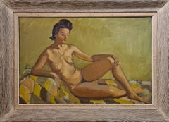 Genevieve, Mid-Century Fauvist Female Nude, Oil on Board.