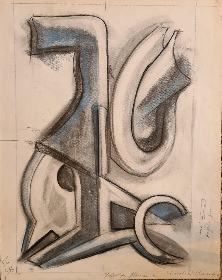 Bram Van Velde Abstract Drawing - Design for an Abstract Sculpture, Vence, Cote d'Azur.