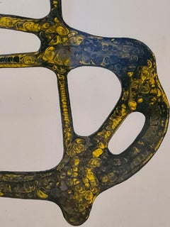 Mid-Century French Abstract Oil on Paper