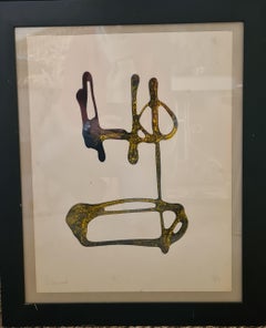 Mid-Century French Abstract Oil on Paper