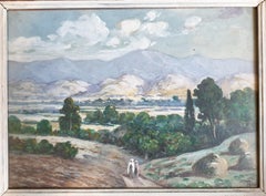 "Il lungo cammino verso casa". Guazzo orientalista e acquerello su carta.