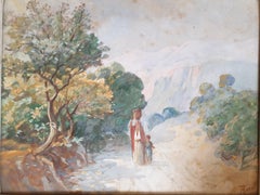 The Watercarrier, Orientalist Gouache and Watercolor on Paper.