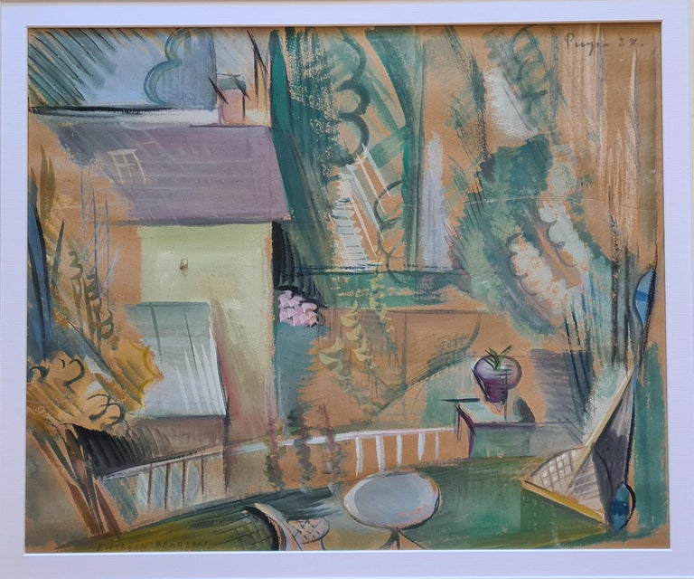E Corvin-Pearson Landscape Art - House and Garden, Cubist Homage a Matisse