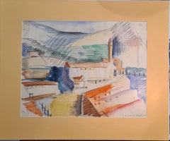 Early 20th Century Cubist, Art Deco, View of a Factory in a Landscape, L'Usine