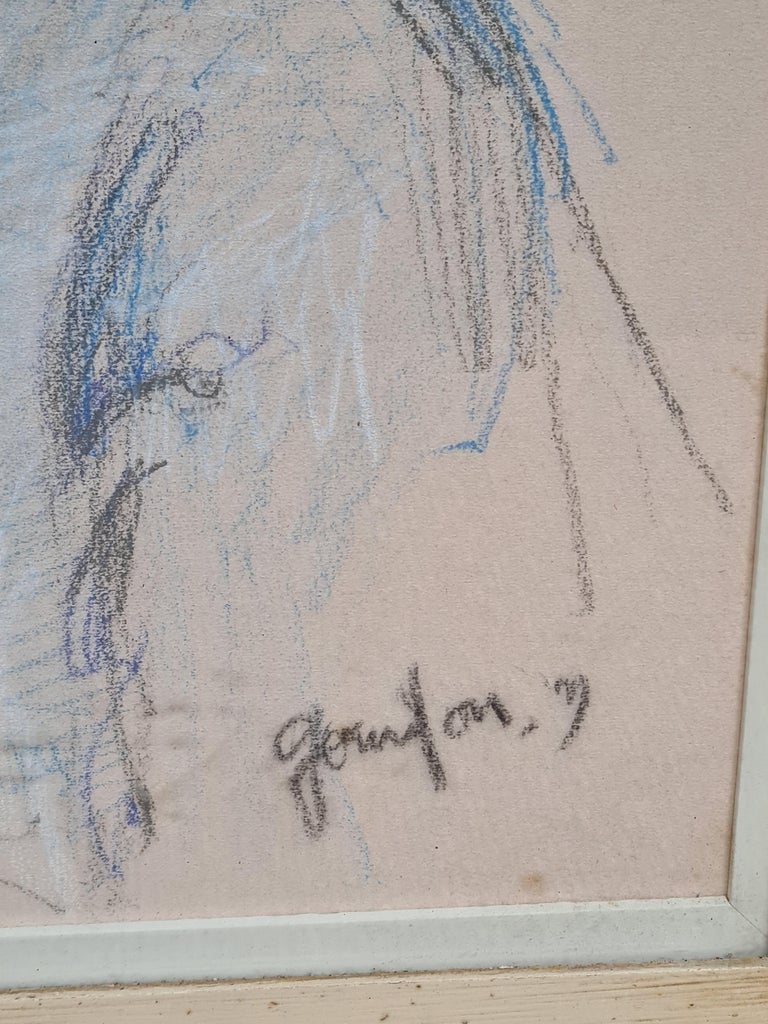 French, Mid Century, pastel and crayon portrait of an elegant young lady by Gourdon. Signed and dated bottom left. Trade label to the back board. Presented in period deep 'tray' frame.

This seems to be an early work by the artist and hence it