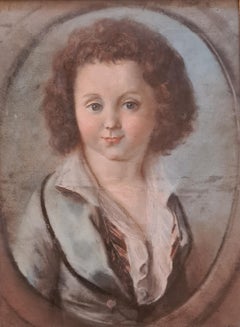 Portrait français du 18ème siècle représentant une jeune femme en costume d'époque.