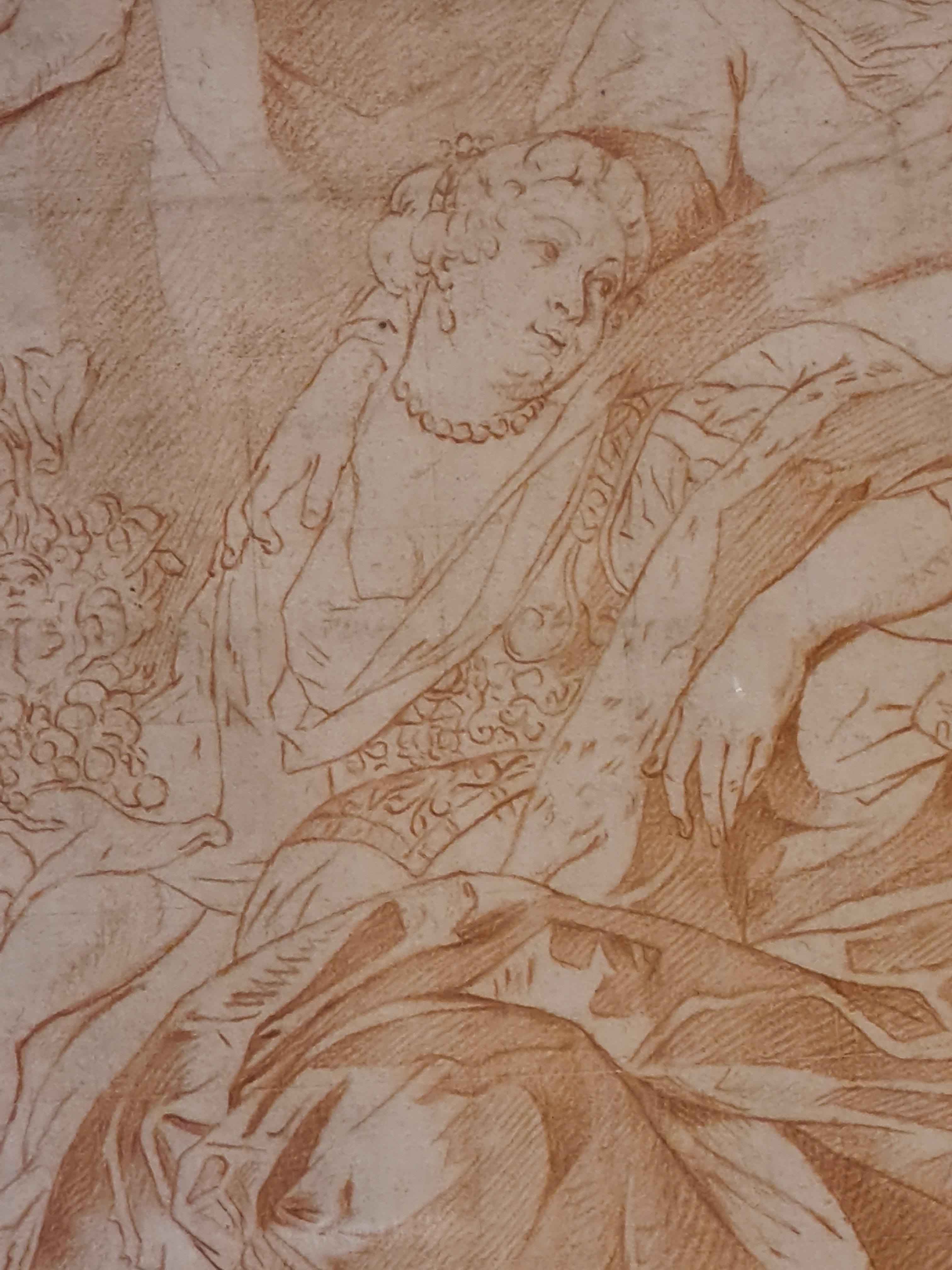 18th Century Sanguine Drawing, La Naissance de Louis XIII, After Rubens. For Sale 1