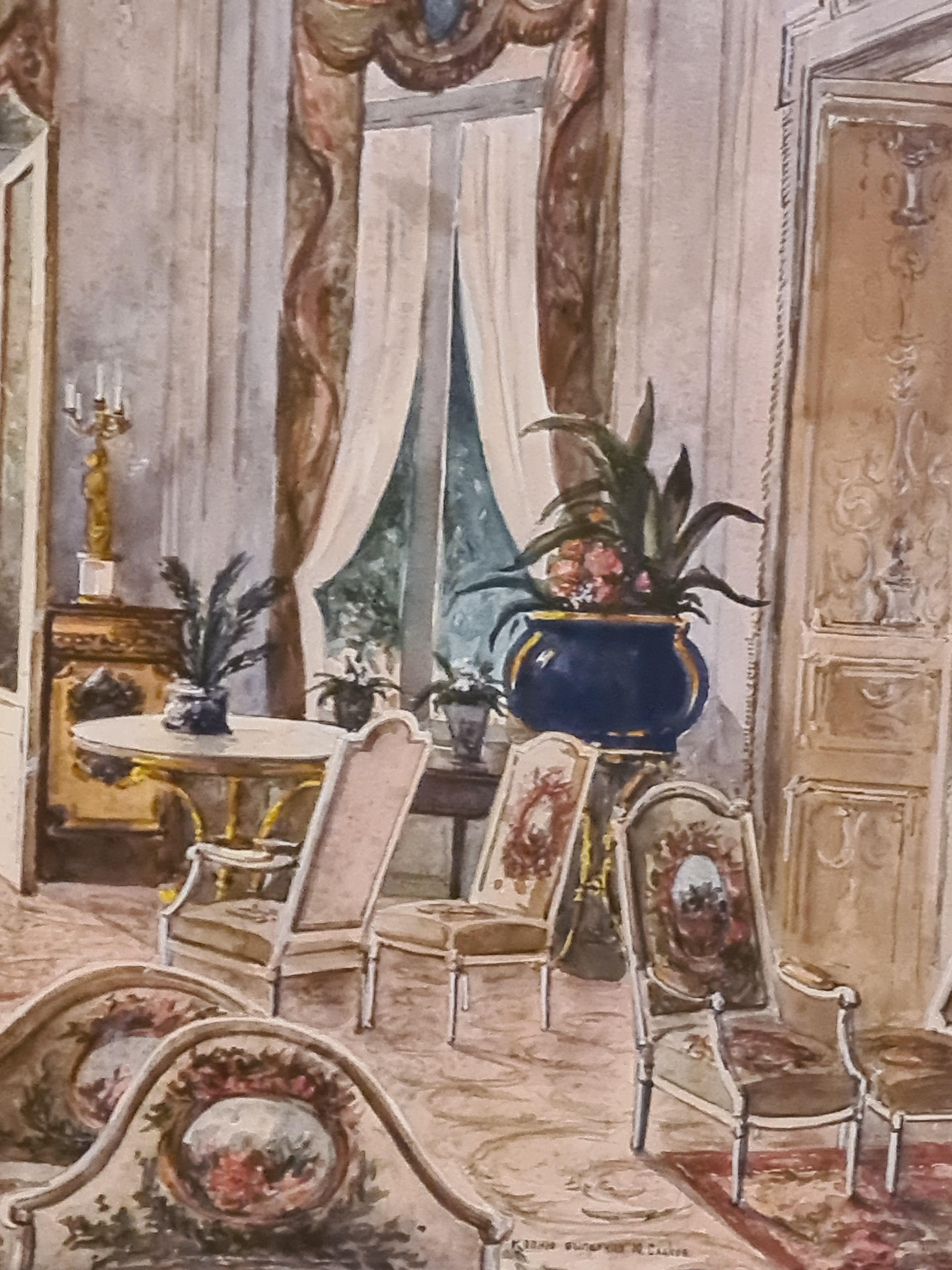 watercolor interior painting