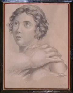 Persephone, 19th Century Classical French Academy Drawing, Chalk and Pencil.