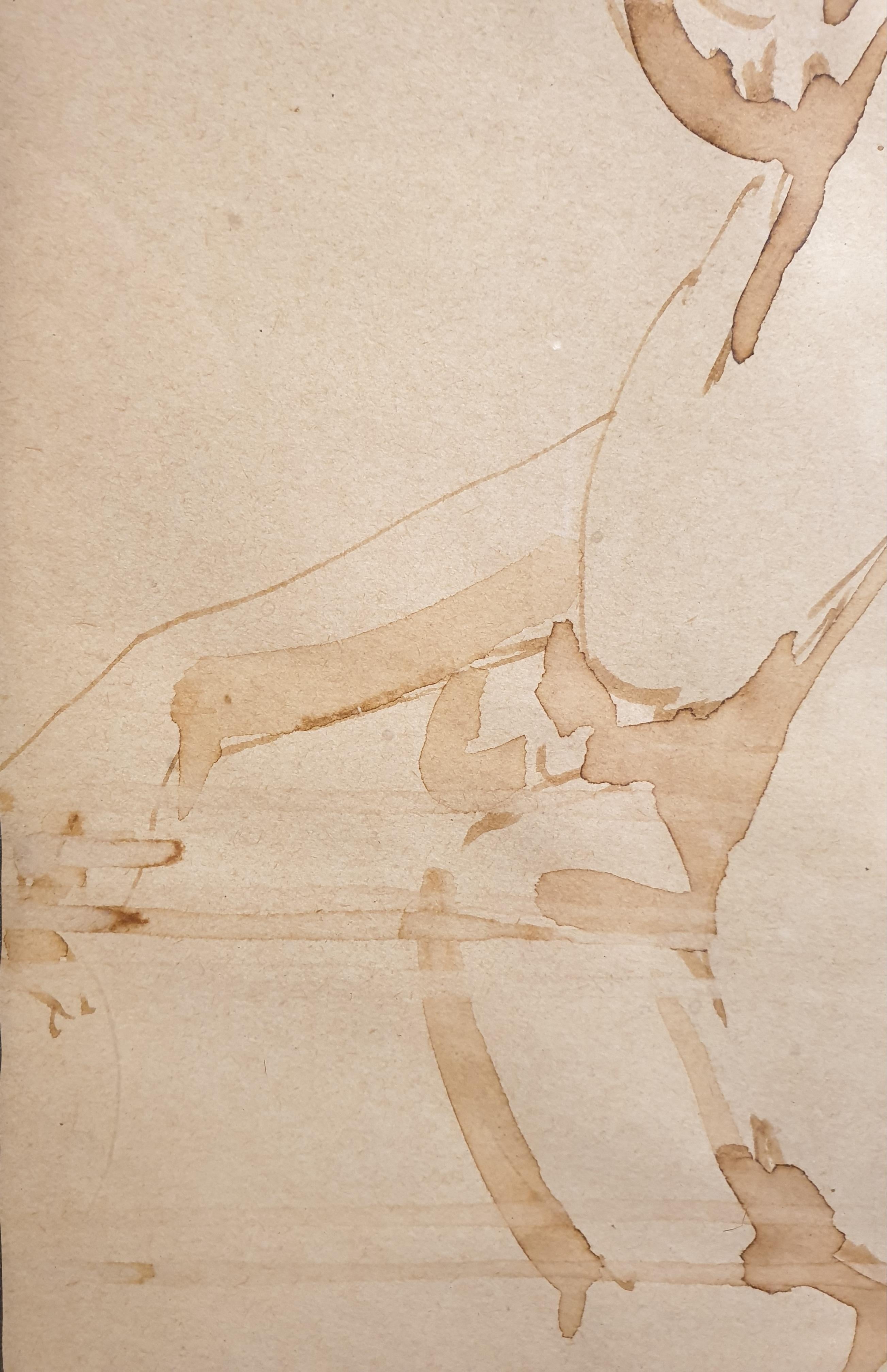 Mid-century ink drawing on paper of a female nude, signed Devine bottom right, in plain wood frame under glass.

A beautiful light touch and economy of line are what makes this drawing so alluring. It follows a long tradition of 'encre de chine' and