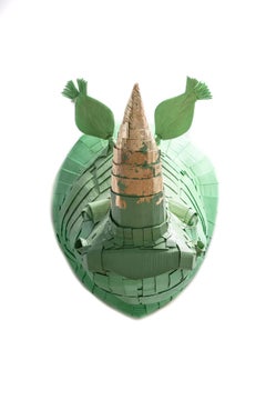 Rhino #3 in Mint Green with Gold Leaf Horn Detail