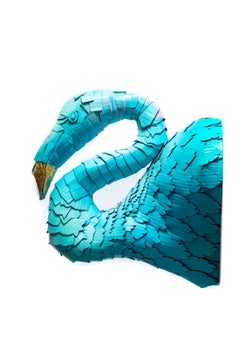 Flamingo in Tiffany Box Blau mit heißem Rosa und Blattgold-Detail