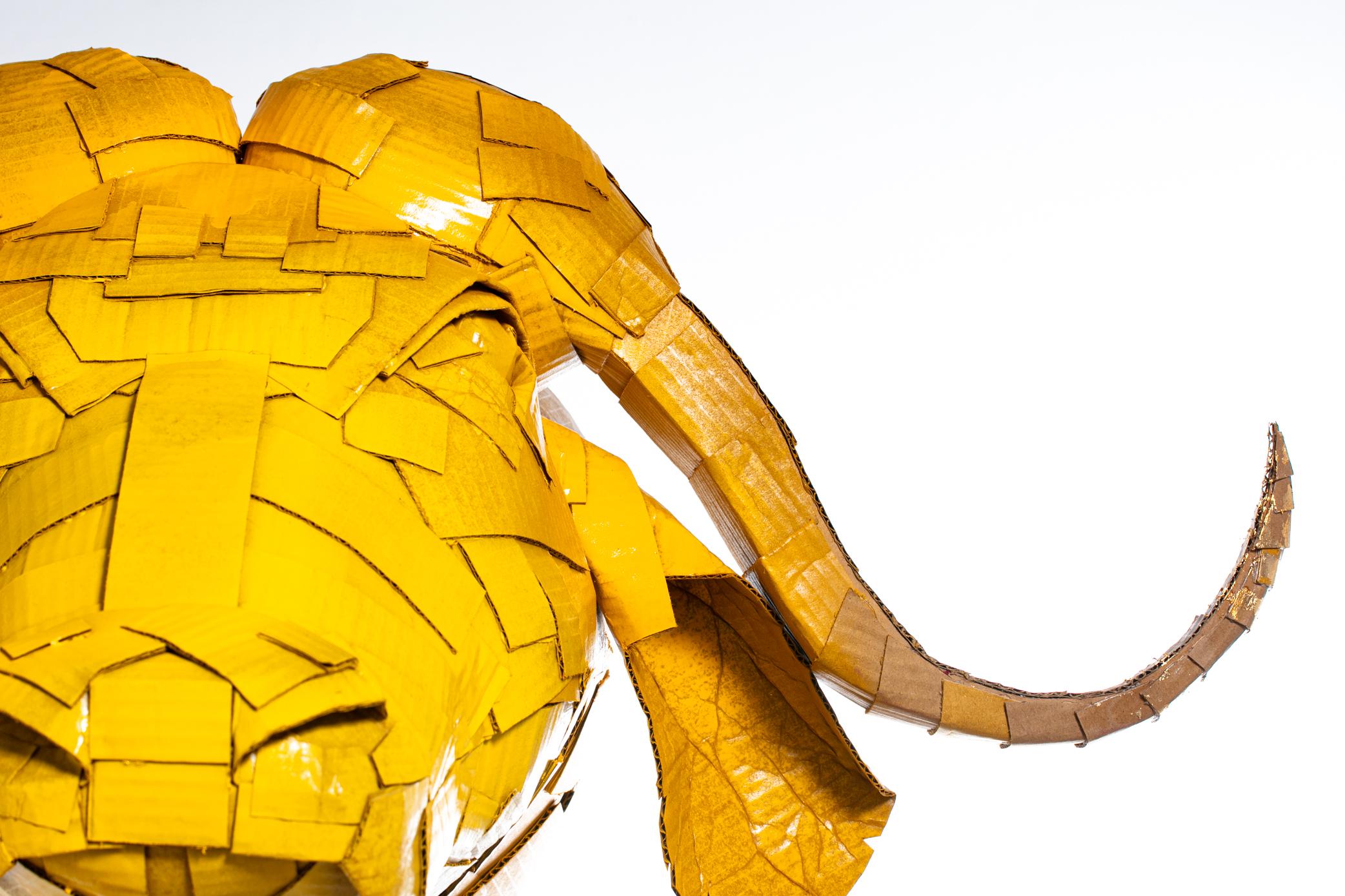 Buffalo #2 in Butterscotch Yellow with Gold Leaf Detail - Contemporary Art by Justin King