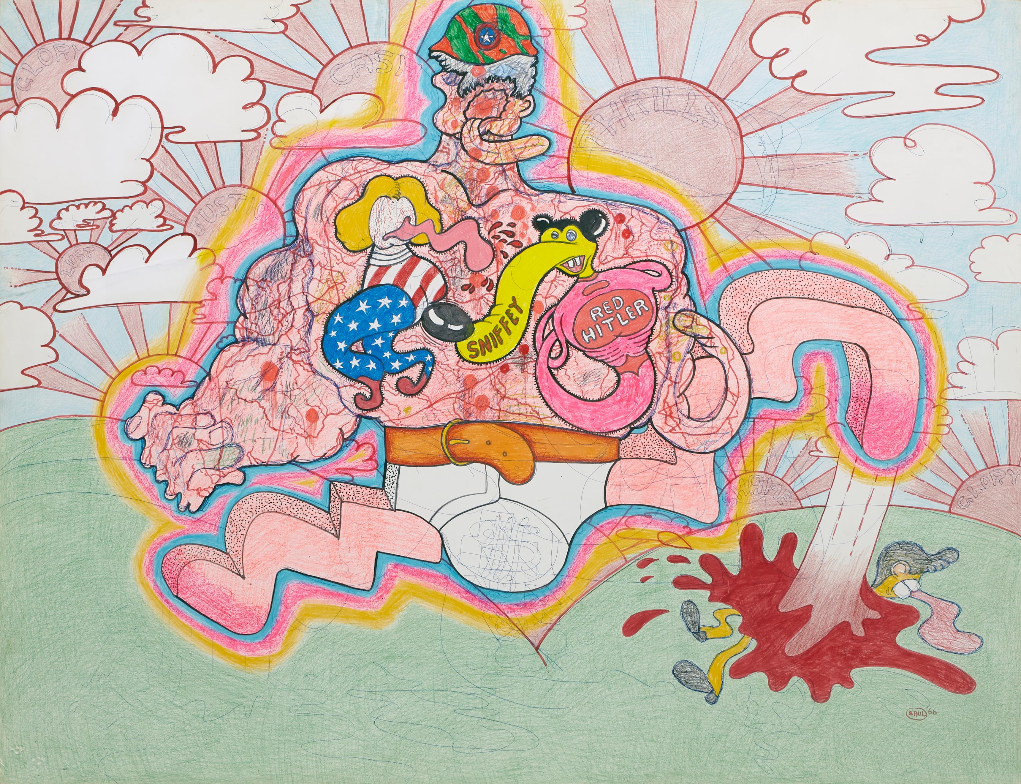 Red Hitler, 1966 - Mixed Media Art by Peter Saul