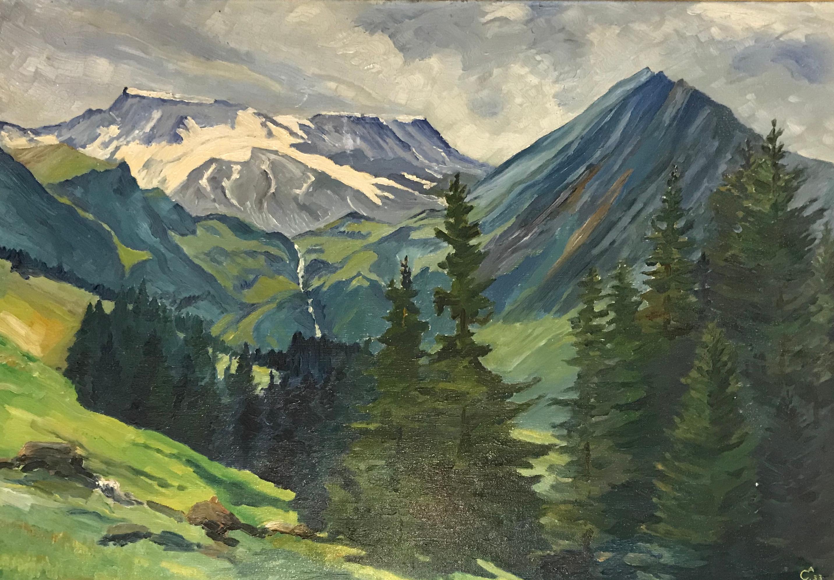 A. Cavelti Landscape Painting - Mountains