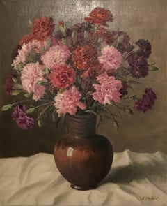 Bouquet de fleurs d'Albert Duplain - Huile sur toile 45x55 cm