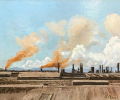 Retro Red smoke by Jean François Chomel - Oil on wood 