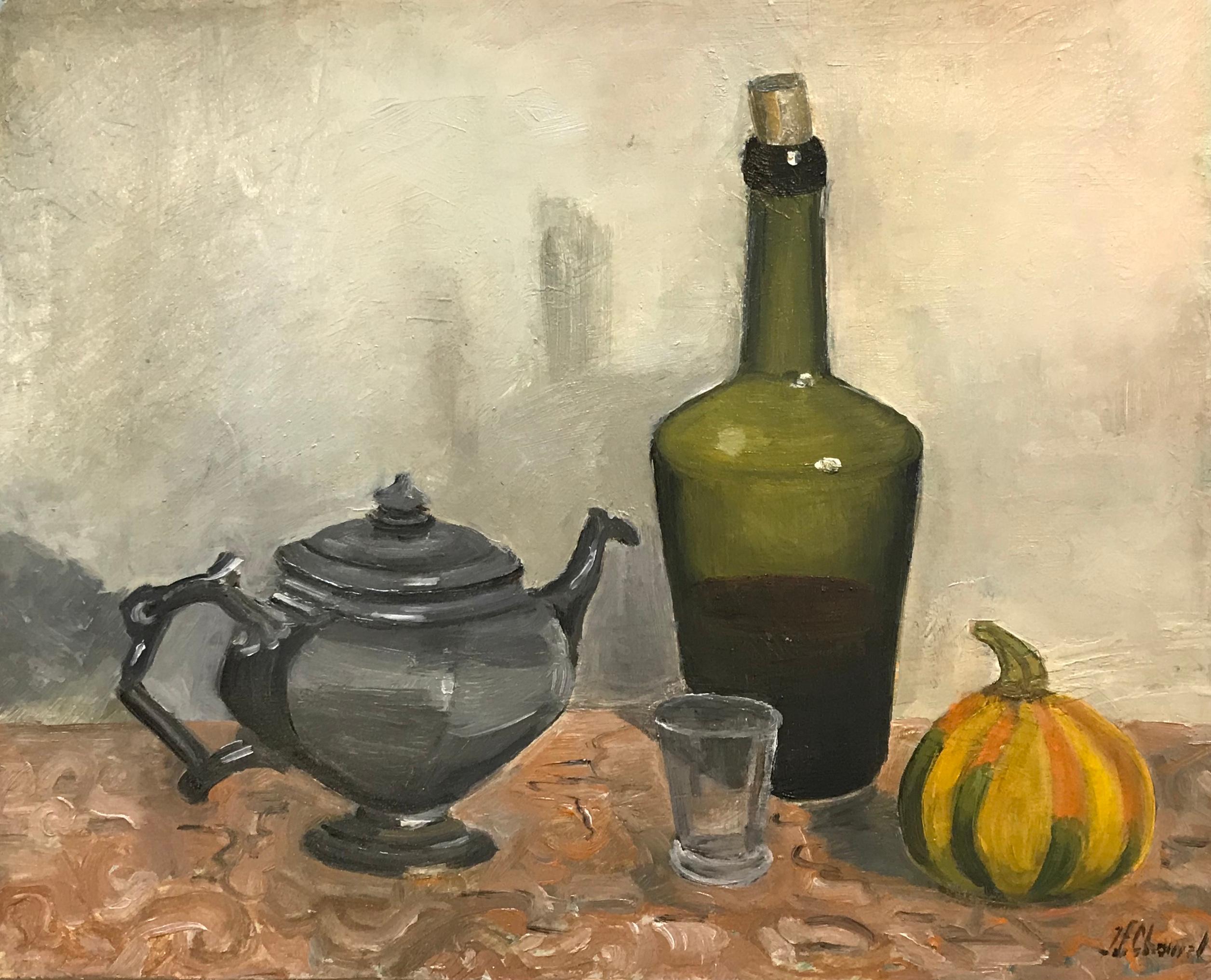 Jean F. Chomel Still-Life Painting - Still life with carafe and teapot