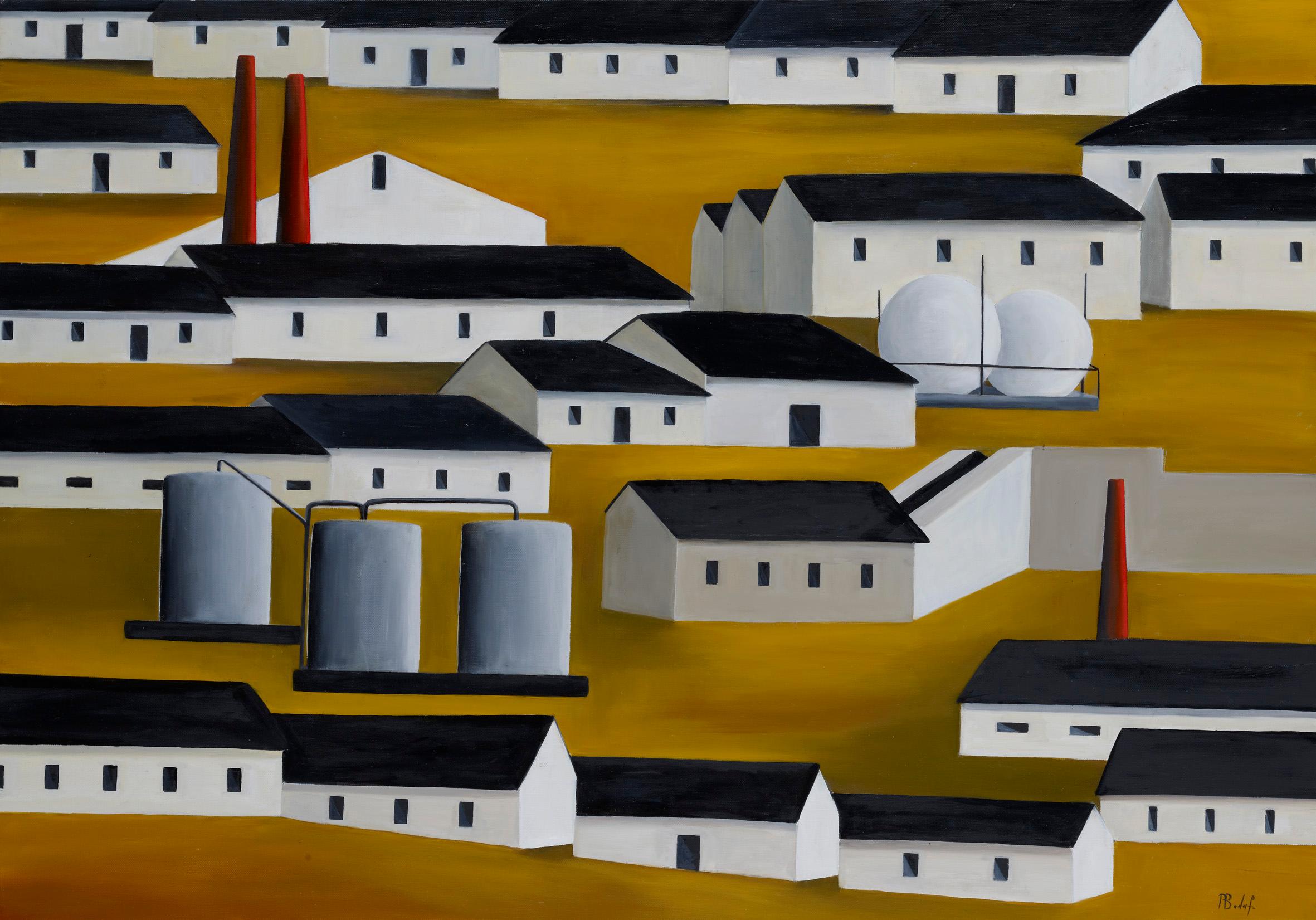 Pascale Badaf Landscape Painting - Paysage agro-industriel - Agro-industrial landscape