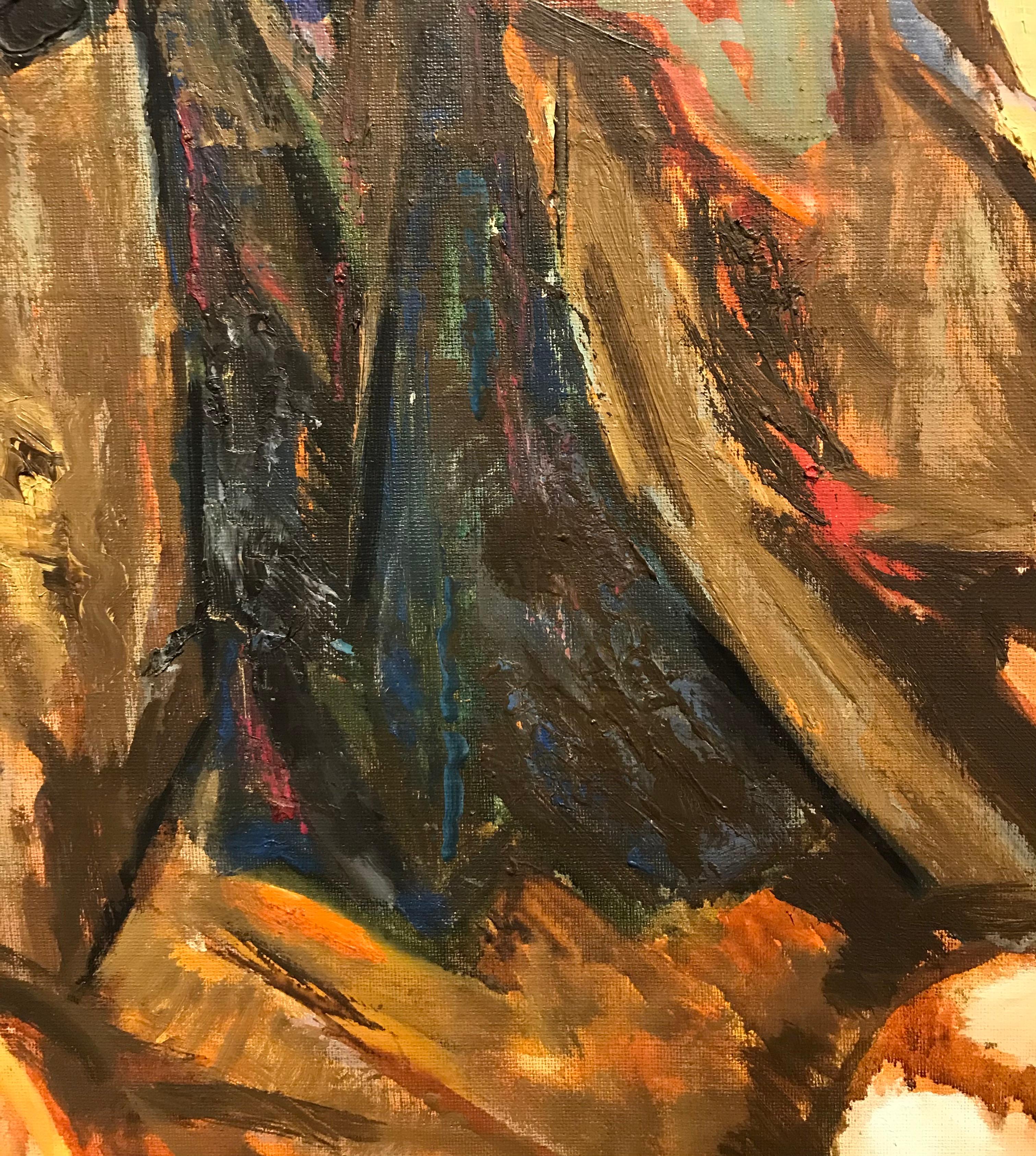 L'uomo con la pipa di Alois Wittlin - Olio su tela 54x65 cm 4