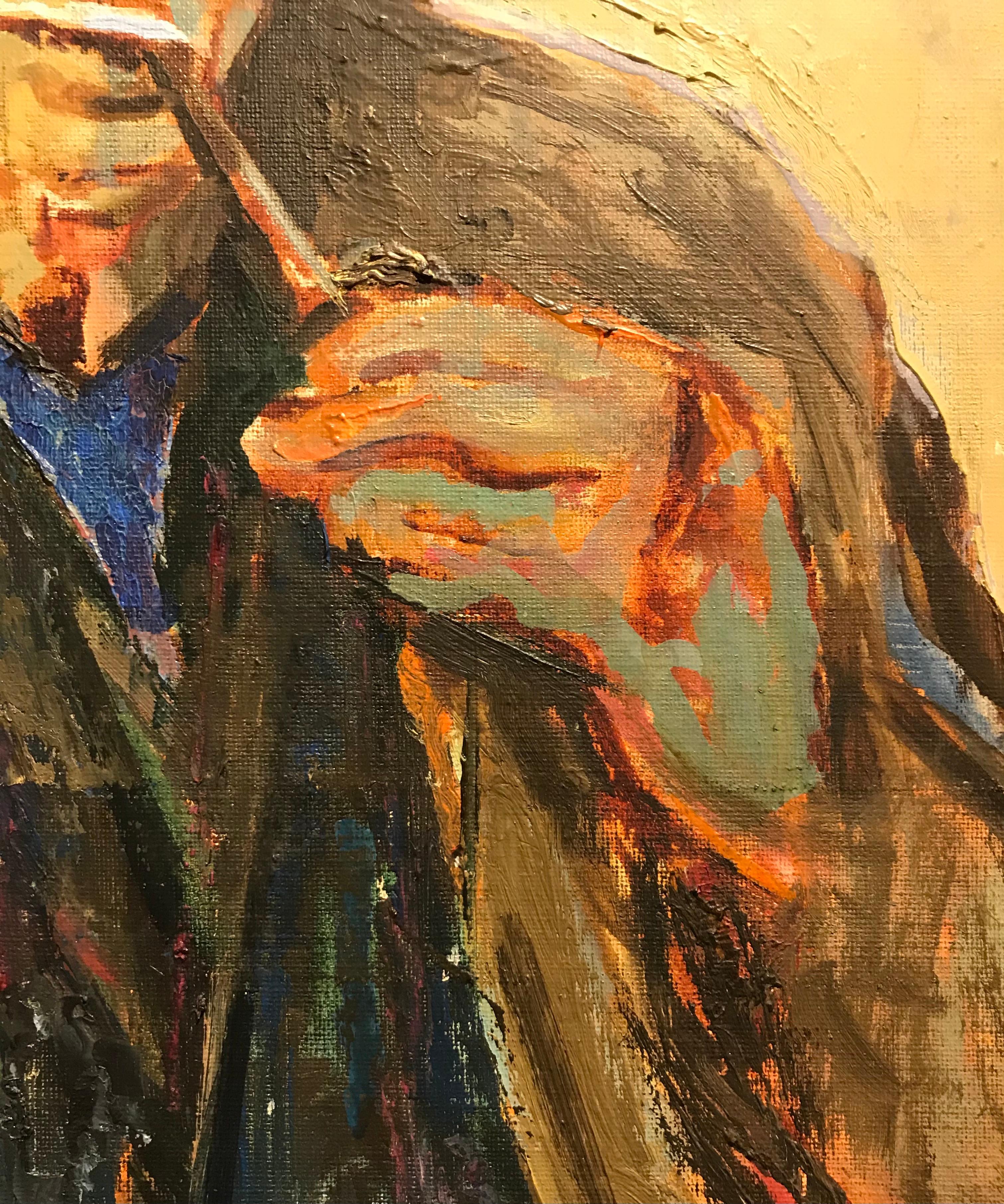 L'uomo con la pipa di Alois Wittlin - Olio su tela 54x65 cm 5