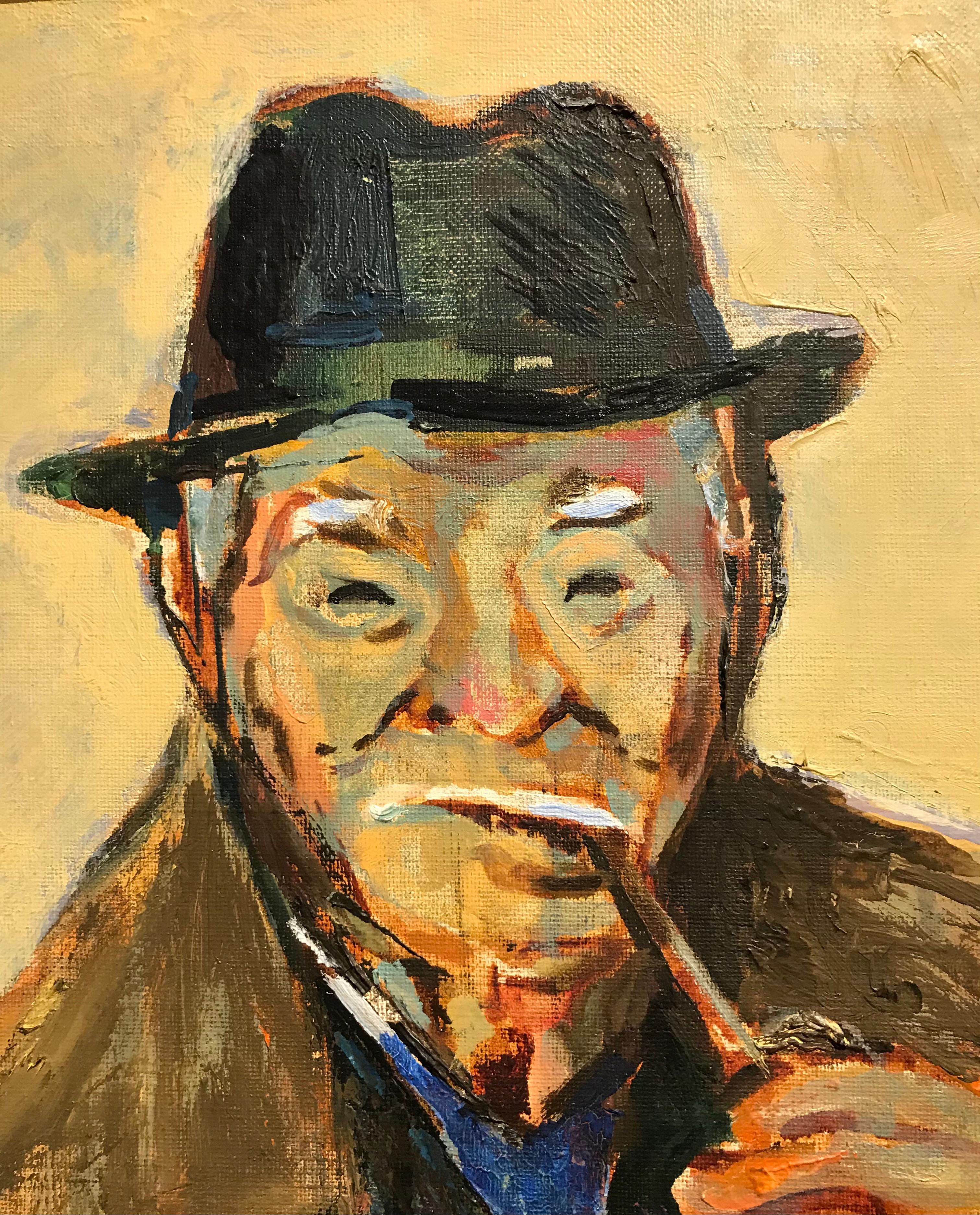 L'uomo con la pipa di Alois Wittlin - Olio su tela 54x65 cm 3