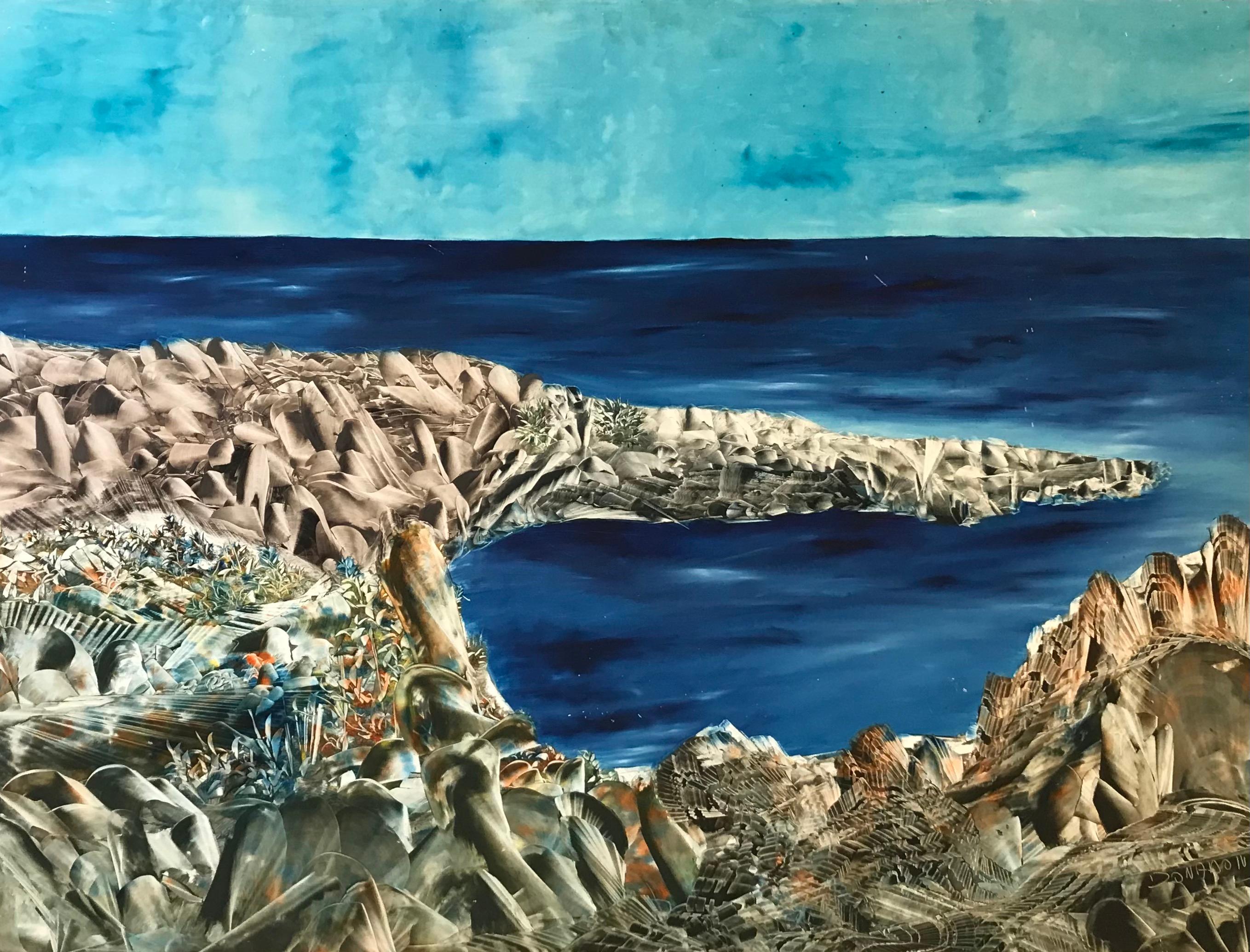 Angelo Donadoni Abstract Painting - Lake landscape