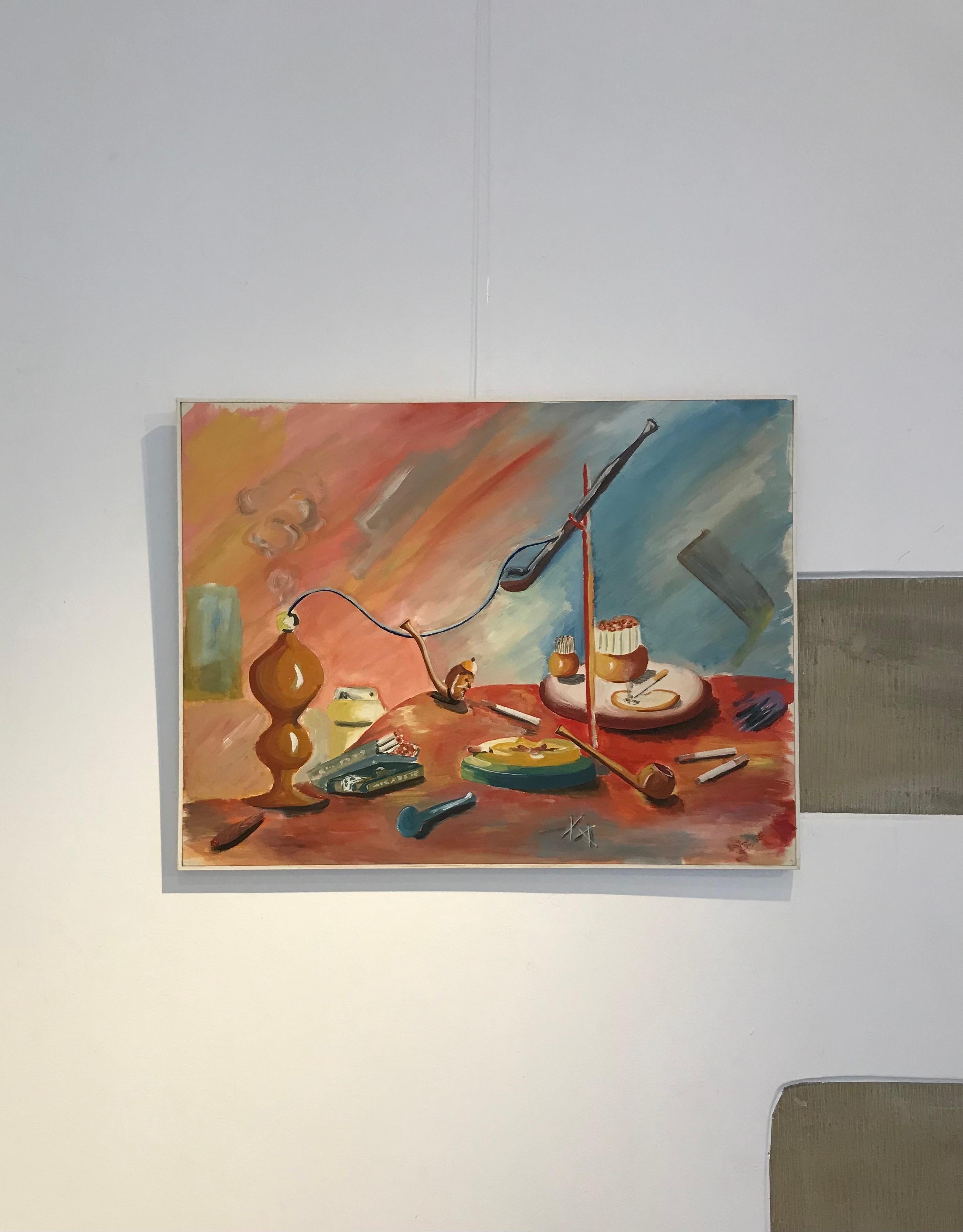 Hookah, pipes and cigarettes by Giametta - Gouache on cardboard 47x62 cm For Sale 2