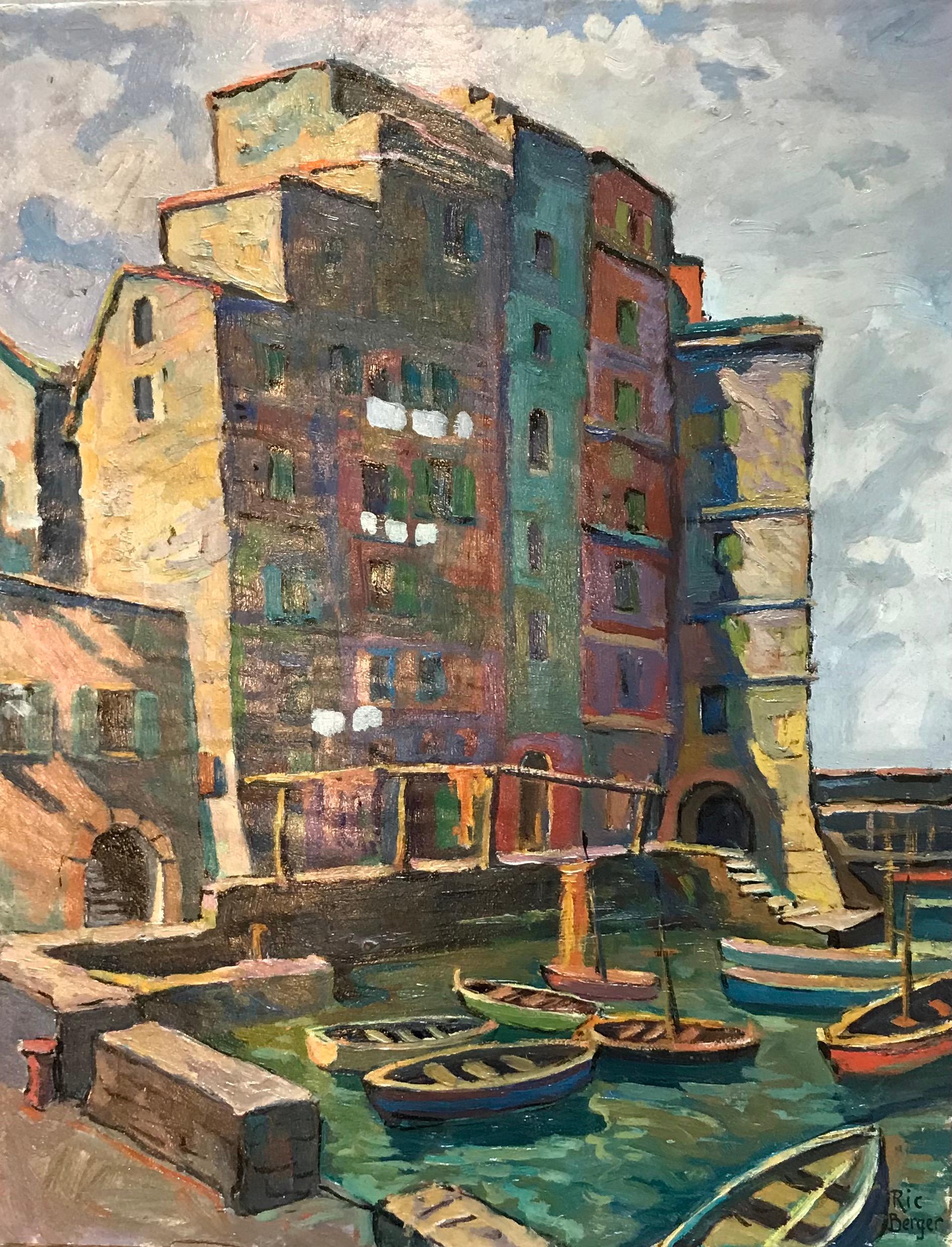 Richard Berger Landscape Painting - Port of Camogli, Italy