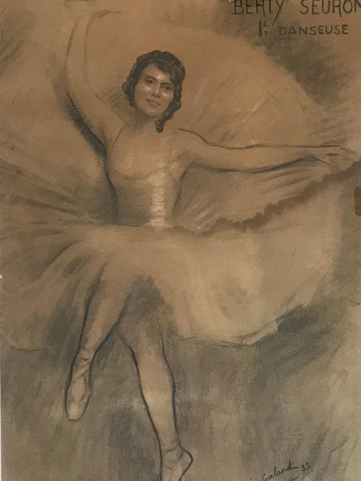 Berty Seuron 1st dancer by Leon-Laurent Galand - Drawing 43x57 cm