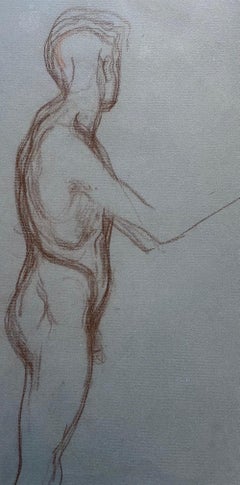 Antique Sketch of man by Otto Vautier - Pencil on paper 22x45 cm