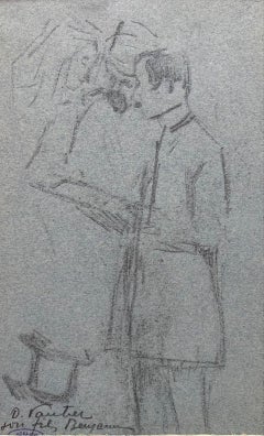 Sketch of man in suit by Otto Vautier - Drawing on paper 12x20 cm