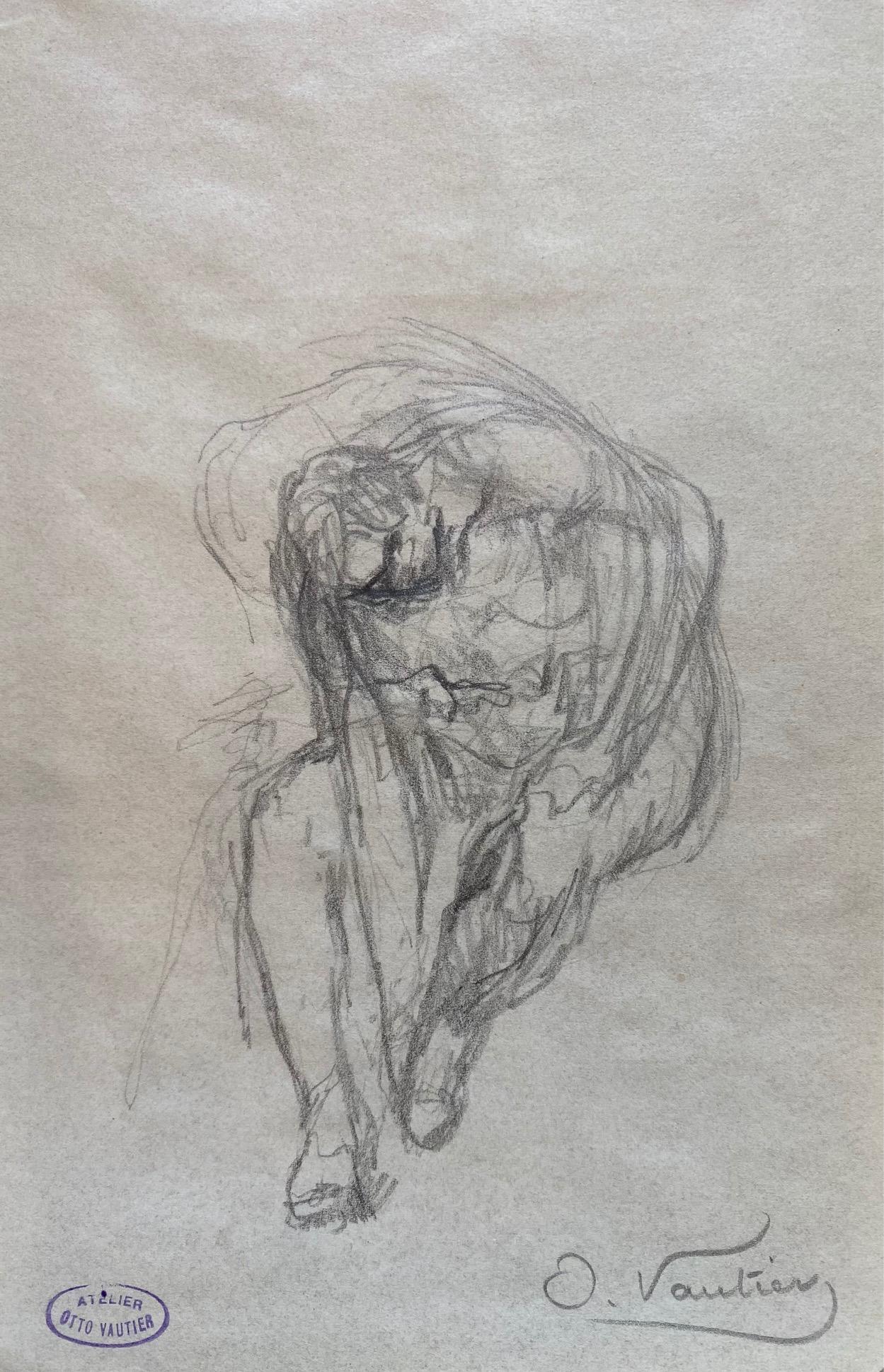 "Dressing" by Otto Vautier - Pencil on paper 19x12 cm