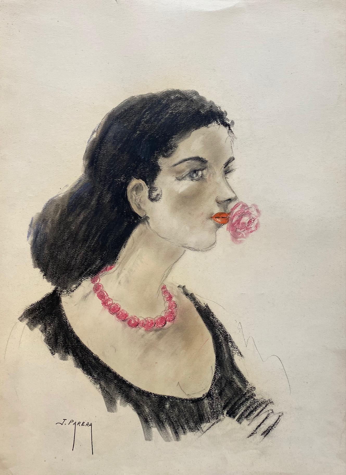 The Rose by Jose Parera - Oil pastel on paper 50x70 cm 