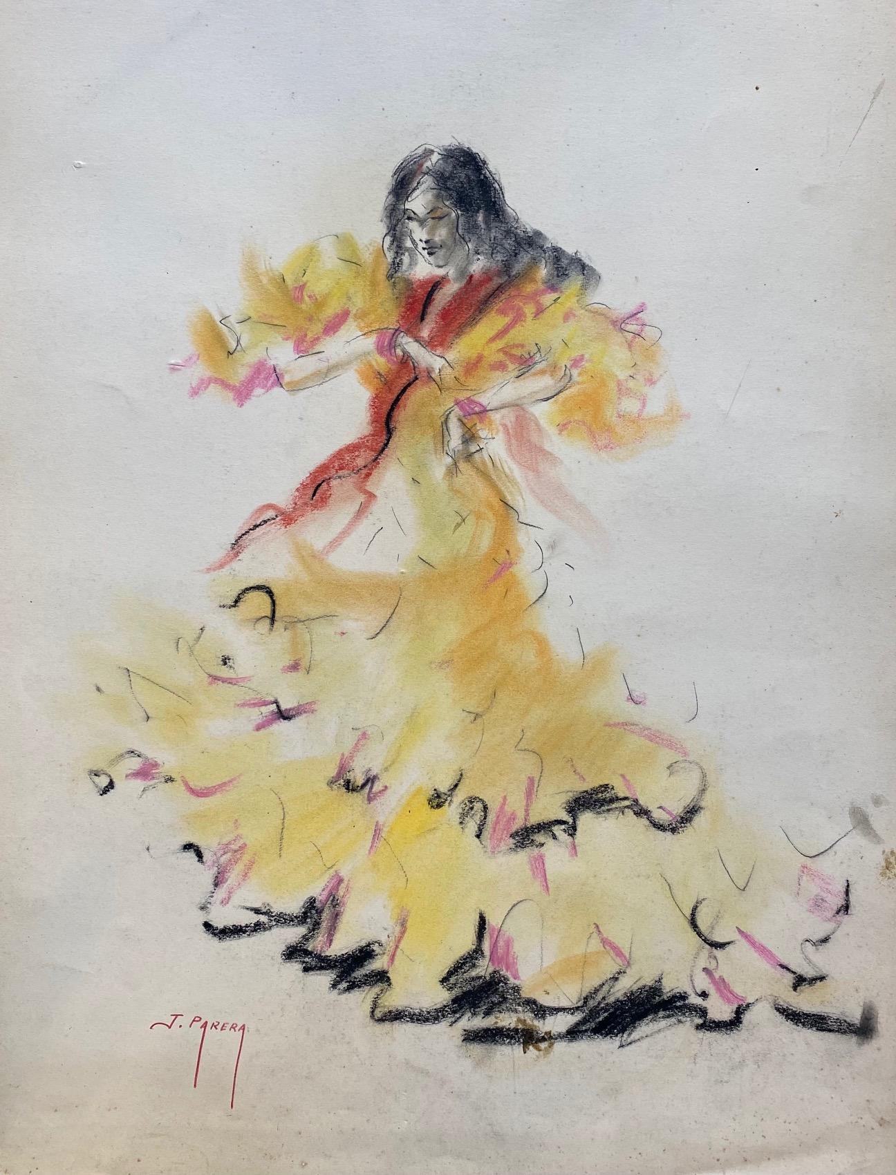 Danseur flamenco de Jose Parera - pastel à l'huile sur papier 50x70 cm